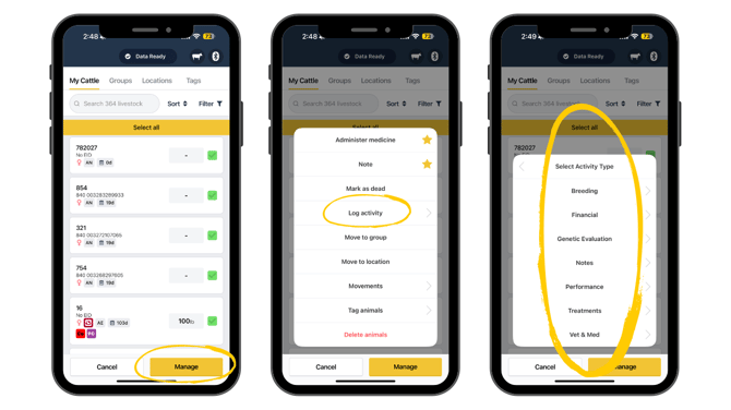 Log activities - mobile